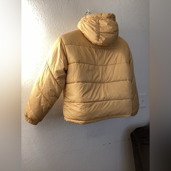 EUC Arizona Quilted Puffer Jacket with Hood Fleece Lining Yellow Size L - Picture 4 of 6